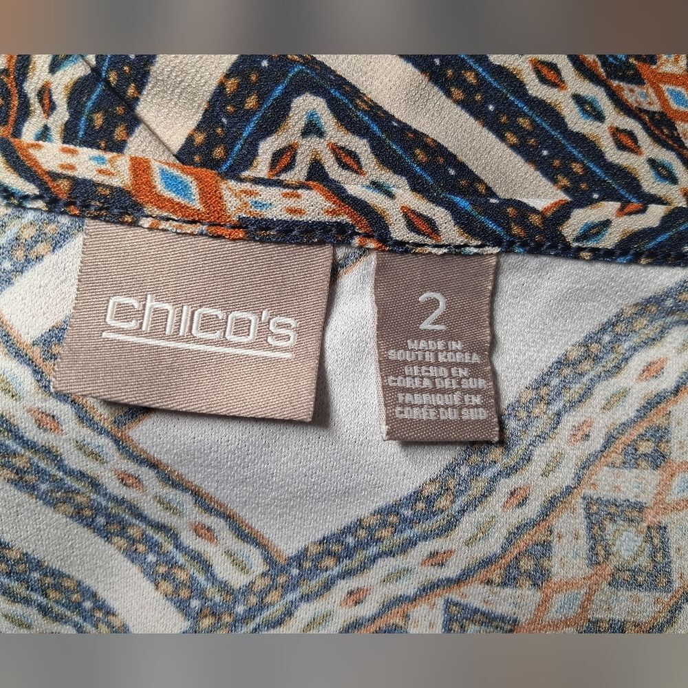 NWOT Chico's Multicolor Geometric Blouse - Picture 7 of 9
